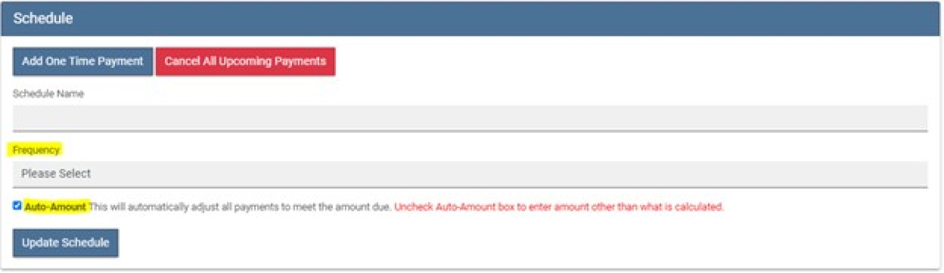 Choose Payment Frequence